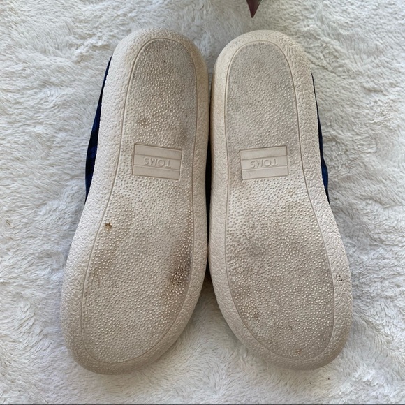 TOMS Rodeo Faux Fur Lined Twill blue check plaid Mens 7 convertible Slippers - Picture 11 of 13